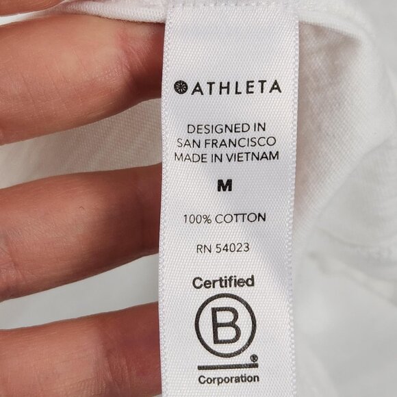 Athleta Shirt Womens Medium White Morgan Harper Breathe Rest Rise Graphic Tee - Picture 8 of 11